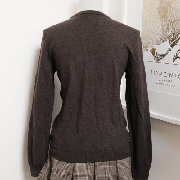 Dark Brown V Neck Wool Sweater 🦥 GAP - Picture 3 of 6